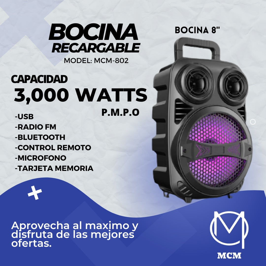 Bocina MCM802 Portable 3000W